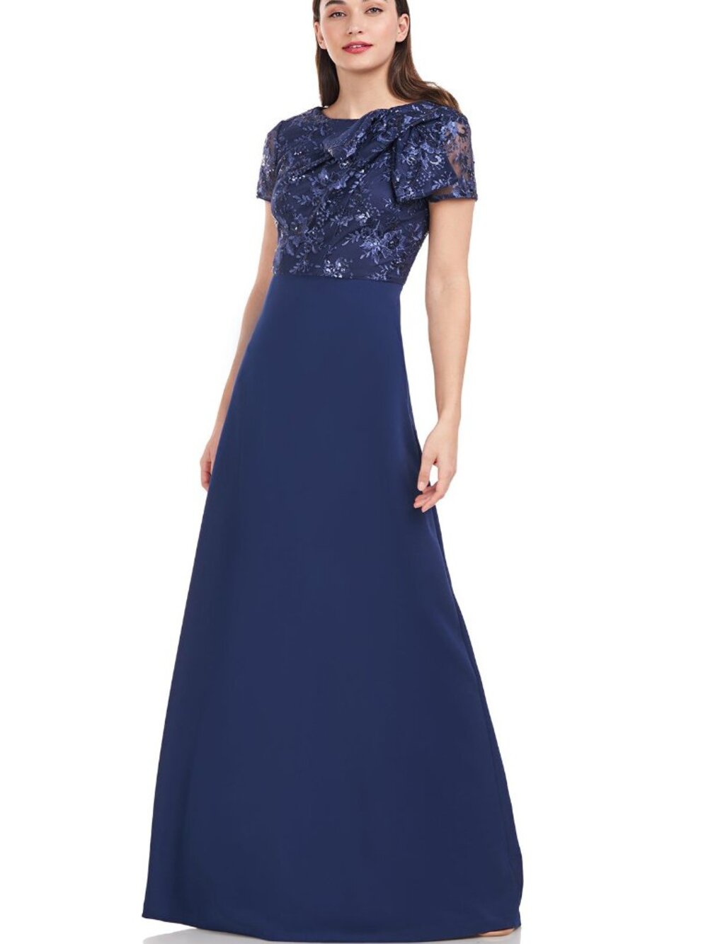 JS Collections Rae Bow Detail Gown Blue Women's Size 6